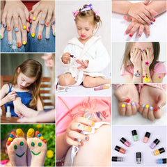 wakaniya child painting nails with parent supervision showing quick-dry formula for faster play