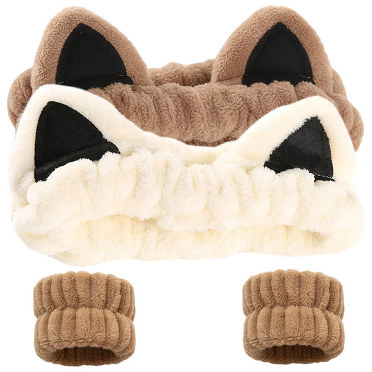 Waliah front view beige and khaki headbands showing cute style and convenience