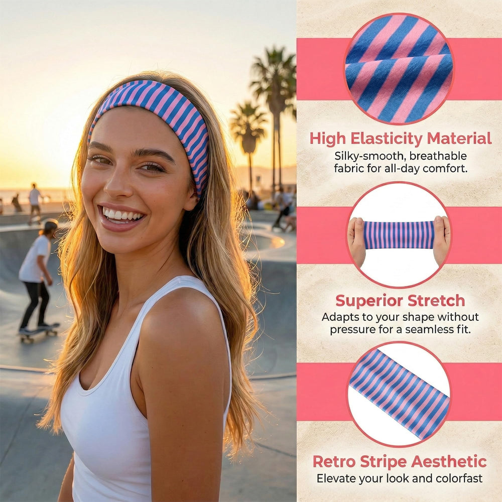Waliah headband laid next to ruler showing 3.15-inch width for secure coverage benefits