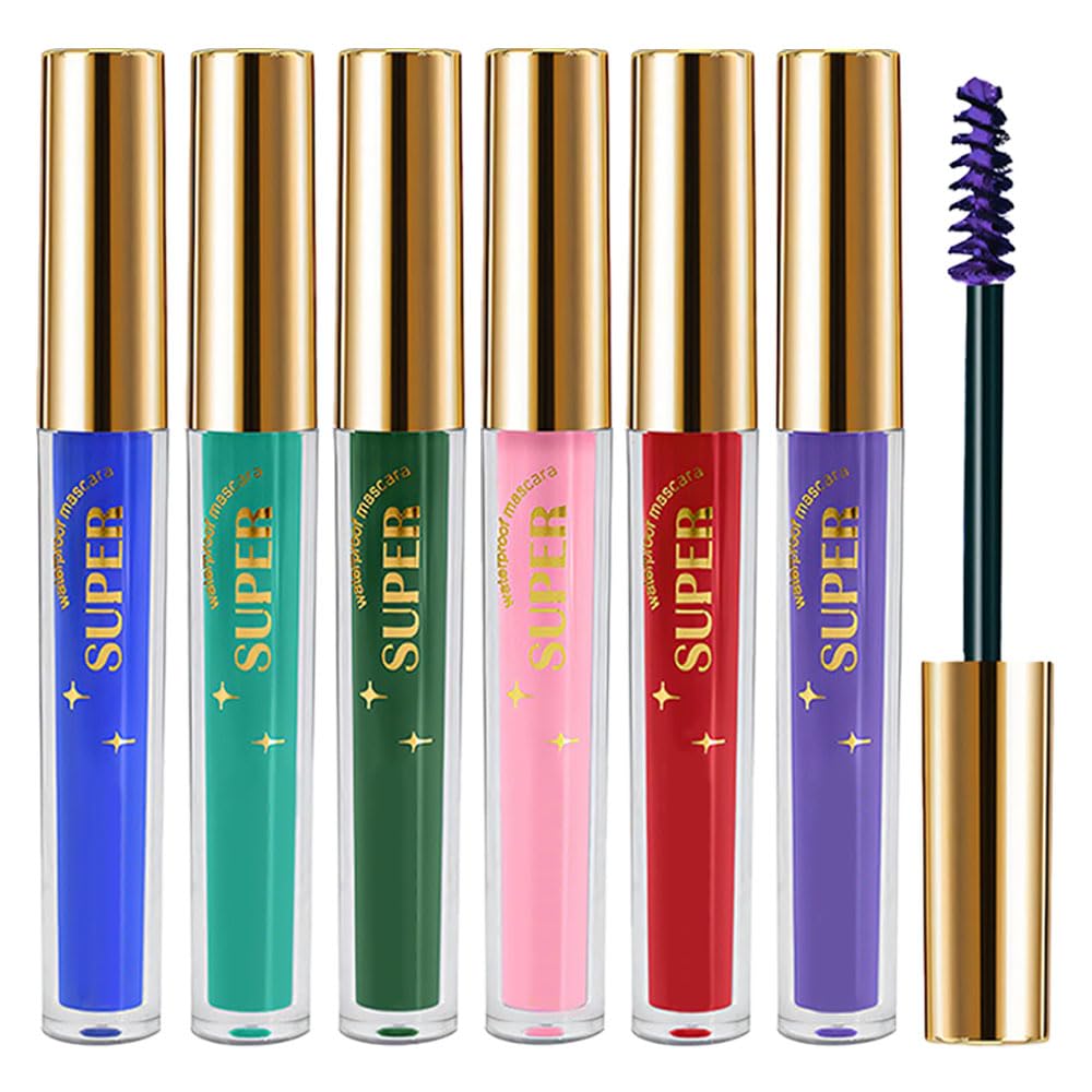 WanTuoluo front packaging showing six colorful mascara tubes and benefits