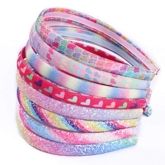 WANYU front view of colorful 8-pack headbands showing variety and sparkle