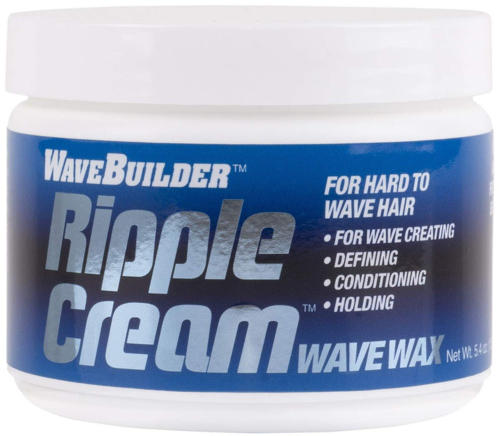 WaveBuilder Ripple Cream front jar view showing label and 5.4 oz size for easy identification and grip