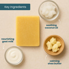 Way Natural ingredient label close-up showing real goat milk benefit: ingredient transparency