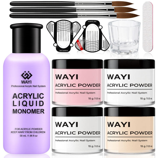 WAYI kit front packaging showing complete acrylic set and tools for beginners