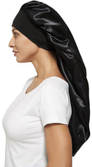 Wbfwbb lifestyle bedroom setting with bonnet on pillow showing overnight hair protection