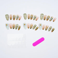 WBRRFJJ included kit showing jelly glue stickers, nail file and wooden stick convenience