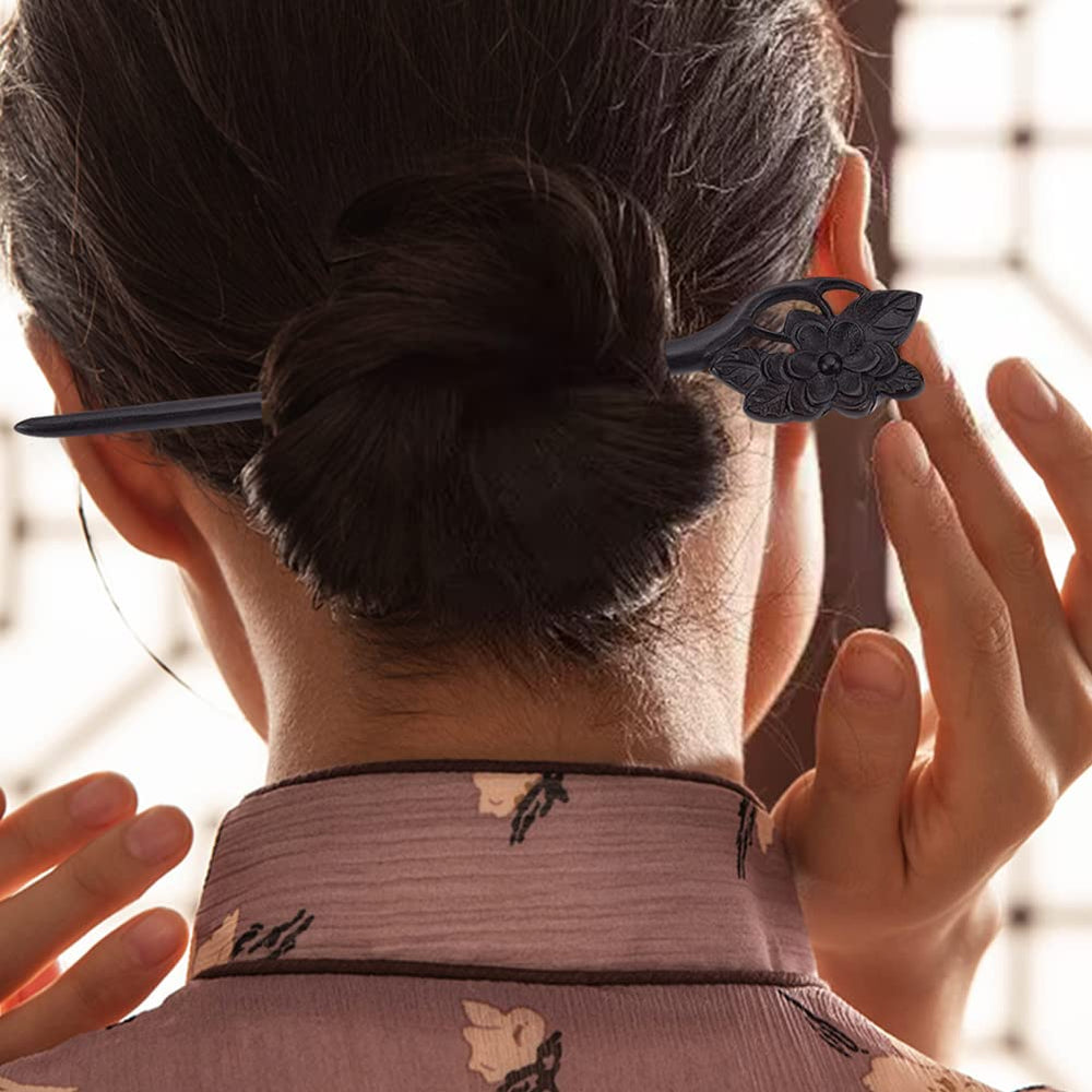 WEBEEDY hair stick in styled bun demonstrating secure hold and effortless elegance