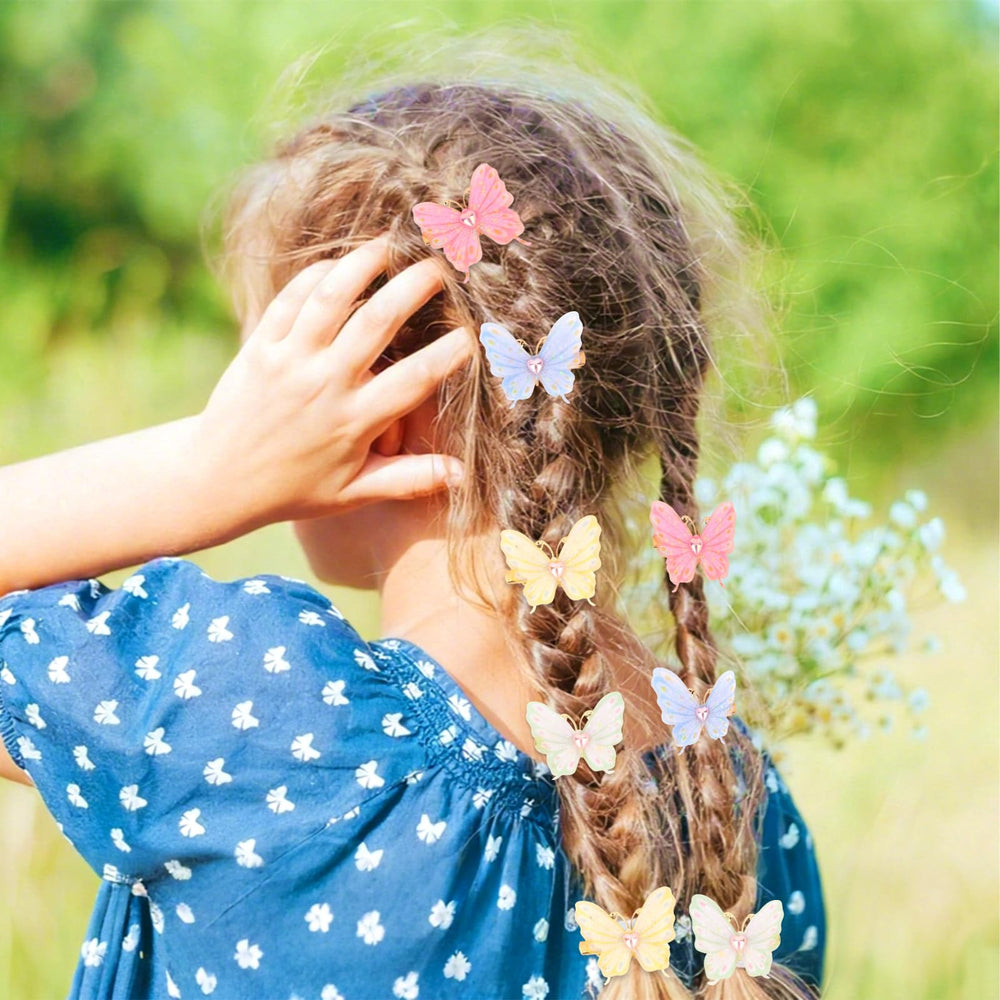 Wecoe clip placed in a girl's braid demonstrating styling and hold