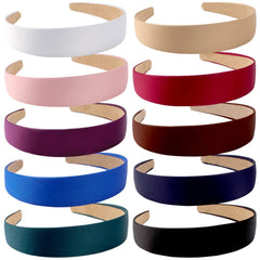 Wecoe front pack view showing ten satin headbands and color variety
