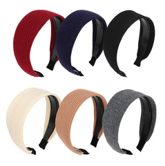 Wecoe front view of six headbands showing colors and packaging, stylish convenience