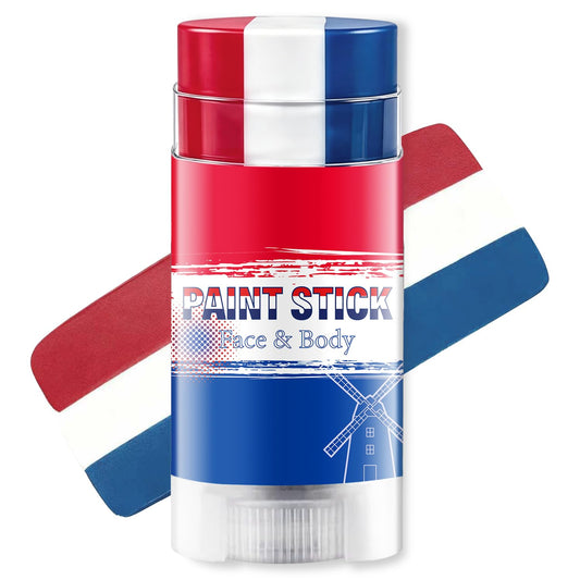 WEEMAY front packaging showing tri-color Netherlands face paint stick, easy grab-and-go