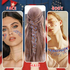 WEEMAY glitter used as hair highlight streak for patriotic styling
