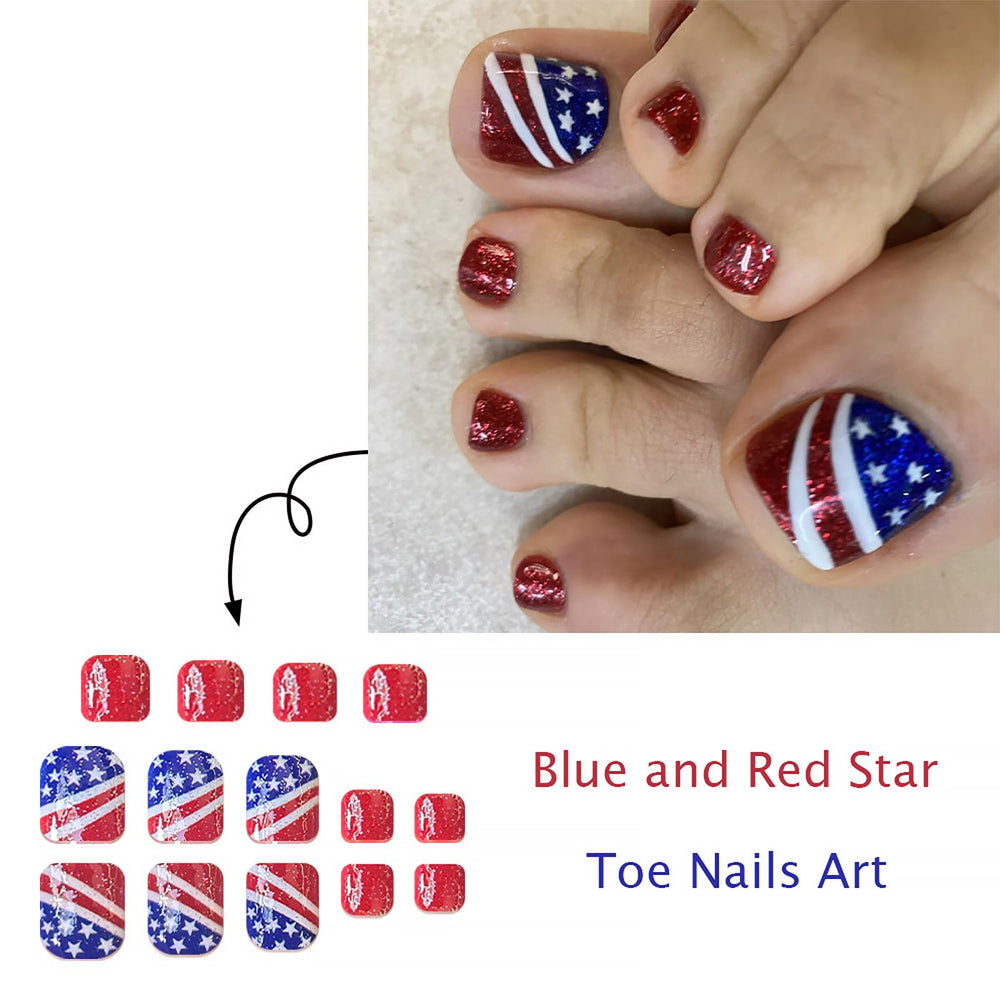 WEIXIWUYU close-up of American flag design on a single toenail highlighting crisp artwork