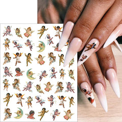 WEIXIWUYU stickers applied on acrylic nails showing finished look