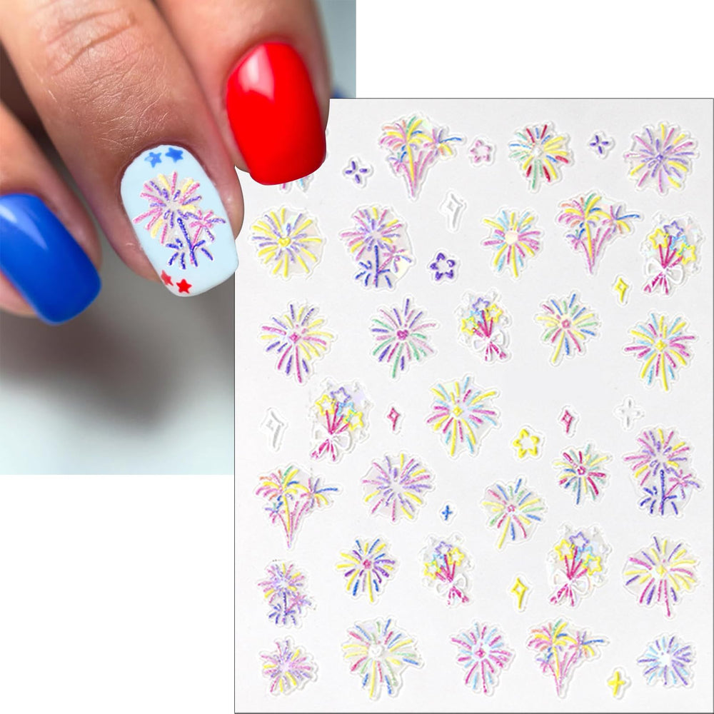 WEIXIWUYU stickers applied on a press-on nail demonstrating quick application