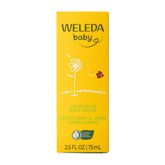 Weleda Calendula tube beside hand illustrating 2.5 fl oz travel-friendly scale