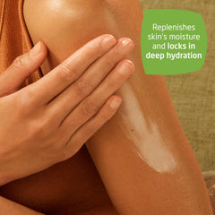 Weleda lotion texture closeup showing lightweight cream and quick-absorbing finish