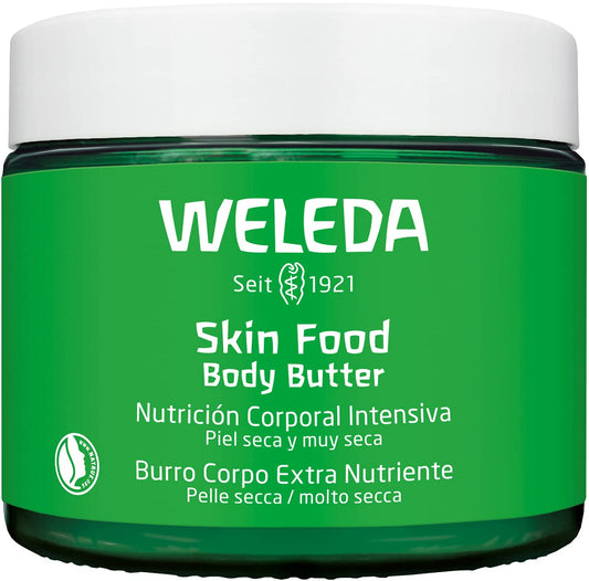 Weleda Skin Food body butter front jar showing label and size benefits