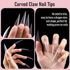 Wellquinn close-up of curved stiletto tip showing 3D shape and ease
