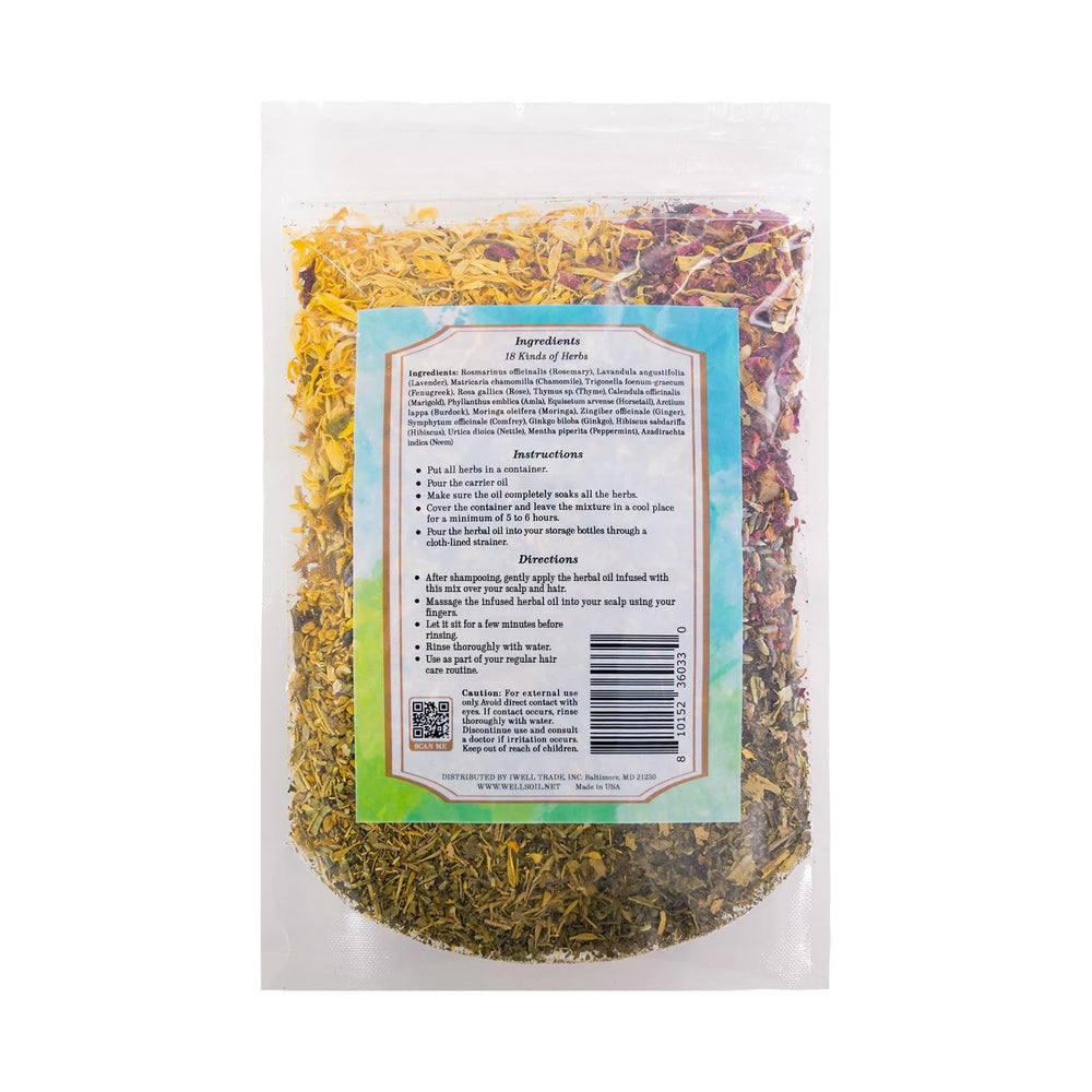 Well's Oil close-up of mixed dried herbs highlighting texture and freshness