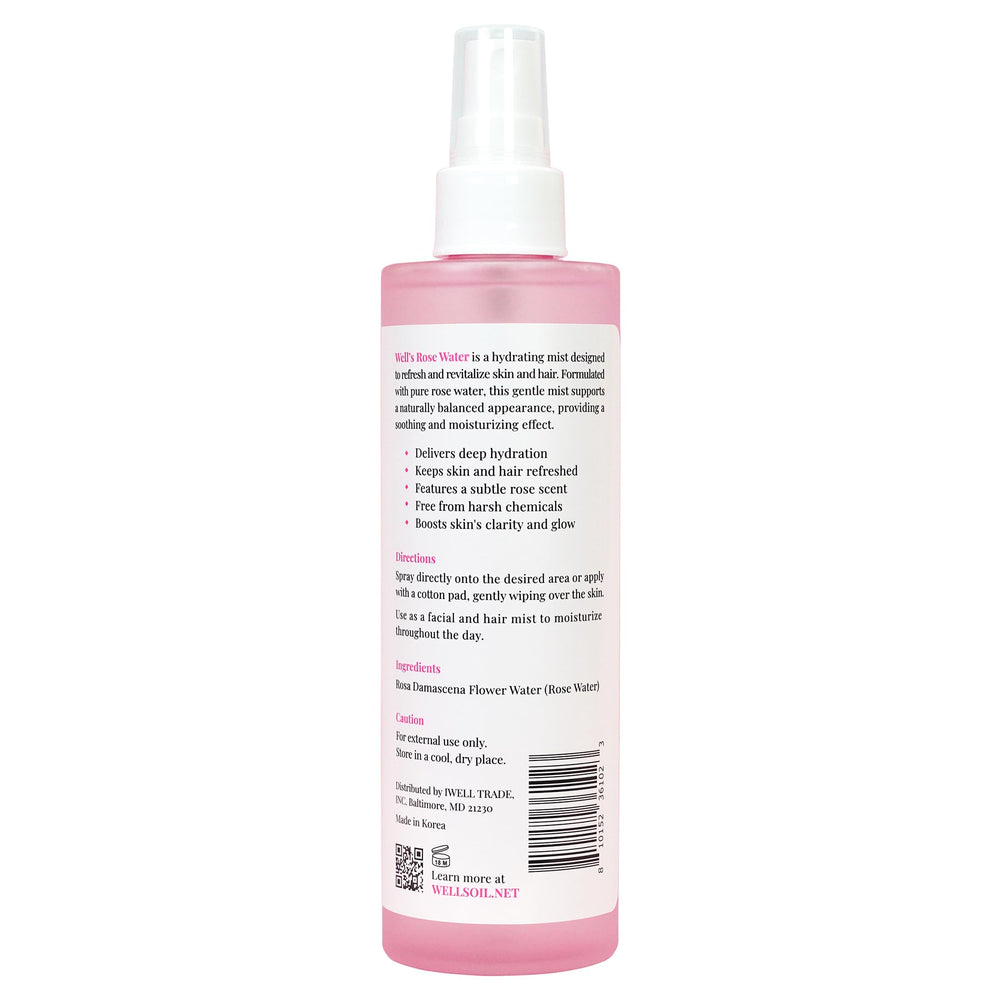 Well's Oil with rose petals showing natural Rosa damascena origin benefit