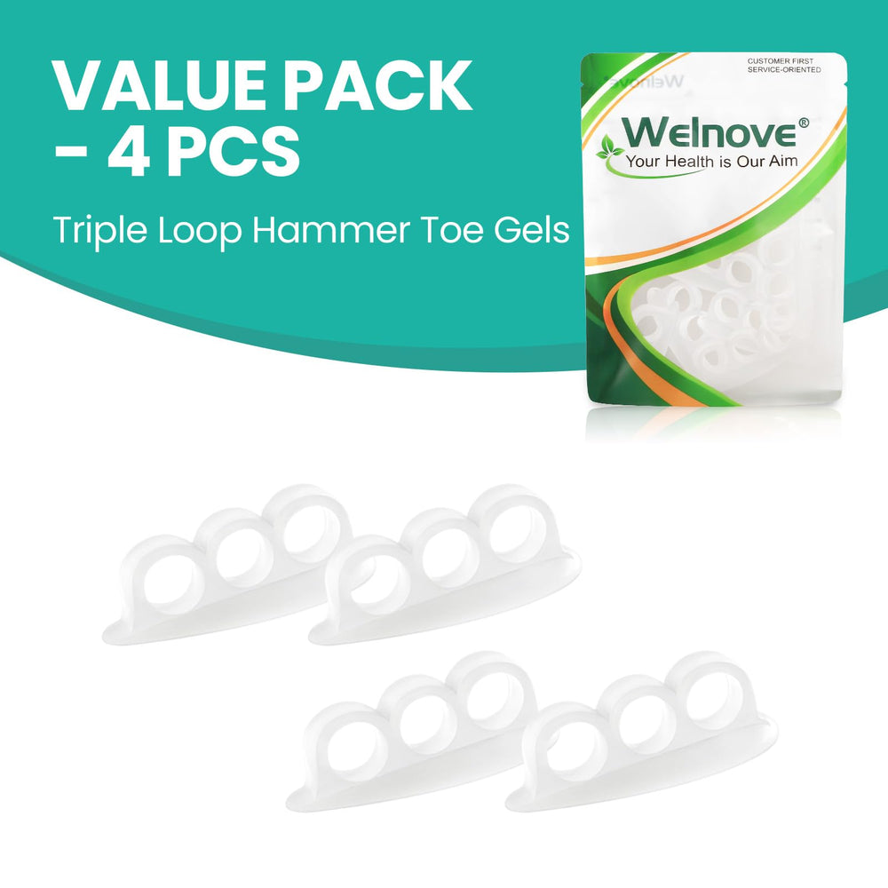 Welnove toe crests inside a shoe showing discreet wearability with everyday footwear