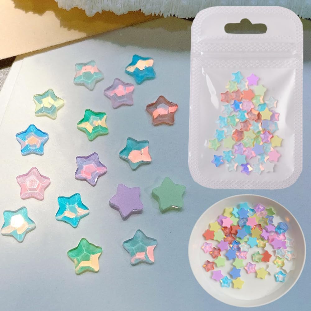 WENEWFINE star charms next to ruler showing 6mm size for scale