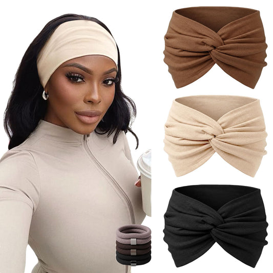 WENNKINN front packaging showing three wide headbands and six hair ties for versatile wear