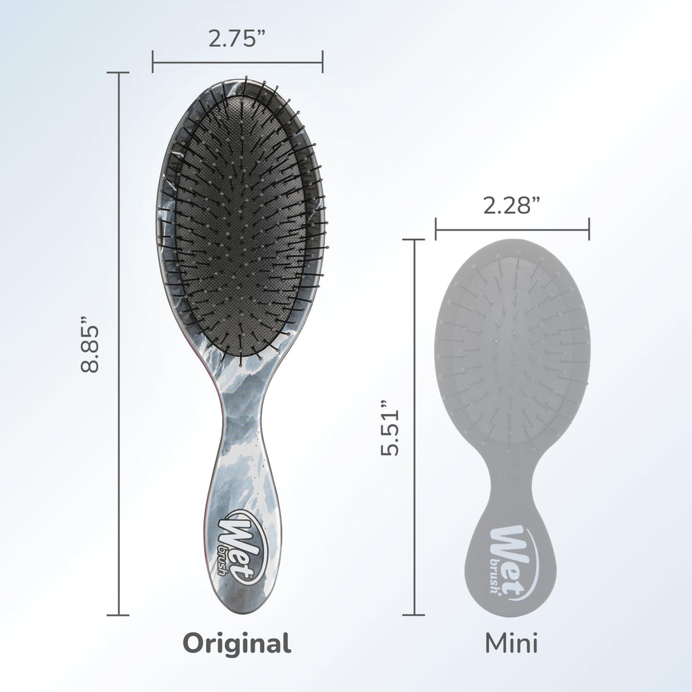 Wet Brush bristles flexing around a knot illustrating gentler detangling and less hair stress
