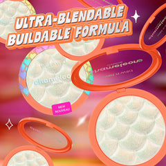 wet n wild highlighter pan close-up revealing shifting pigments for multidimensional shine