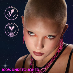 wet n wild lifestyle evening look model wearing glittered lips showing party-ready glam benefit