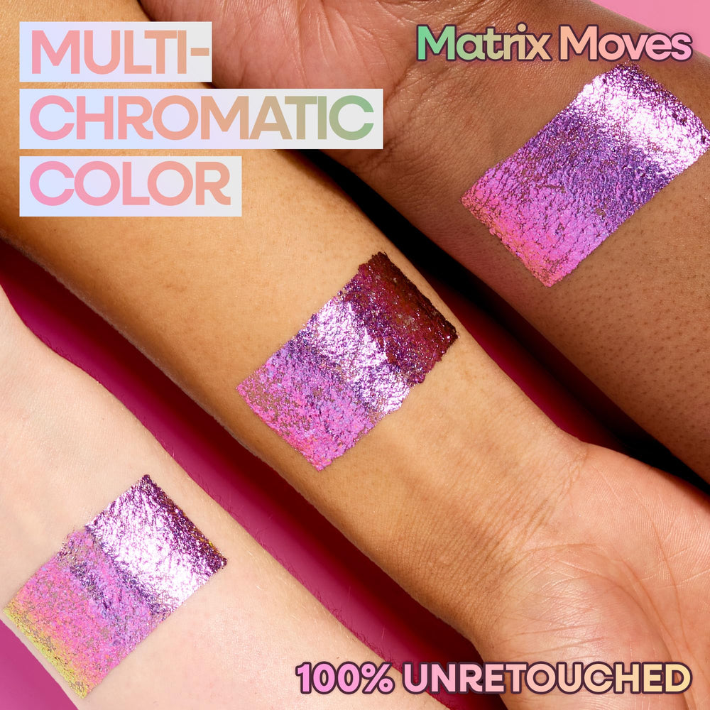 wet n wild Matrix Moves swatch on skin demonstrating color shift and blendability benefits