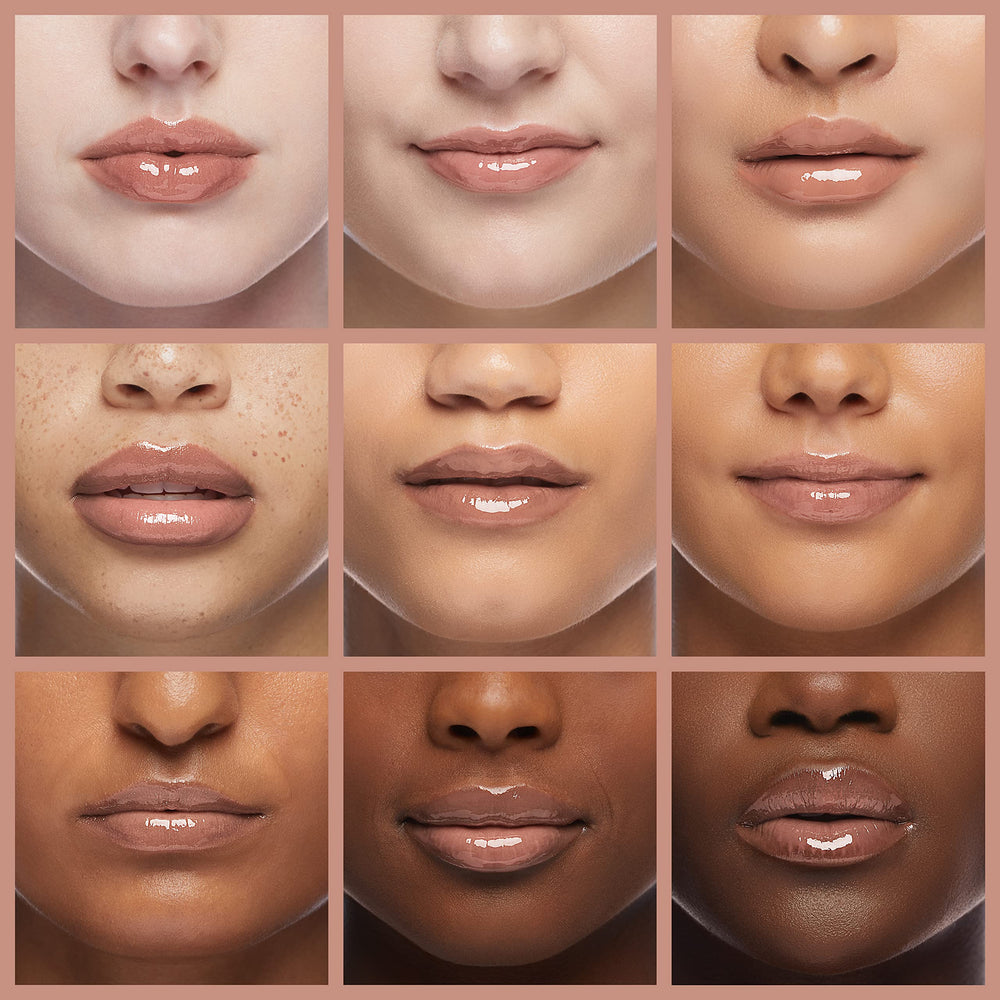 wet n wild on model lips showing rose gold shine and luminous effect