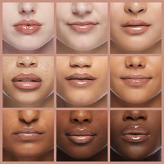 wet n wild on model lips showing rose gold shine and luminous effect