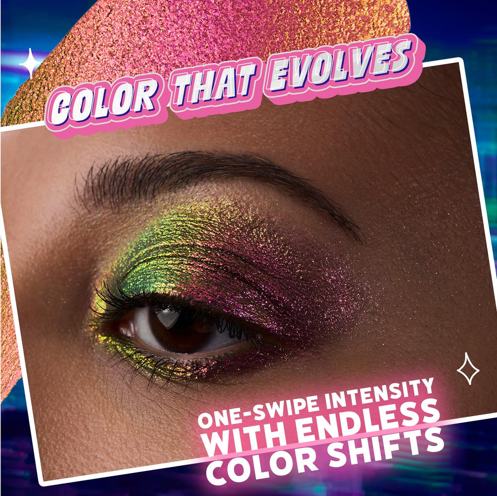 wet n wild Nebula Rush fingertip swatch demonstrating strong color payoff