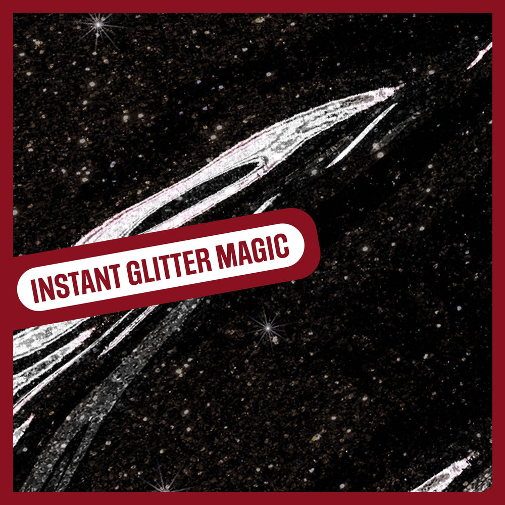 wet n wild Spell Bound on lips demonstrating glitter transformation and eye-catching shine