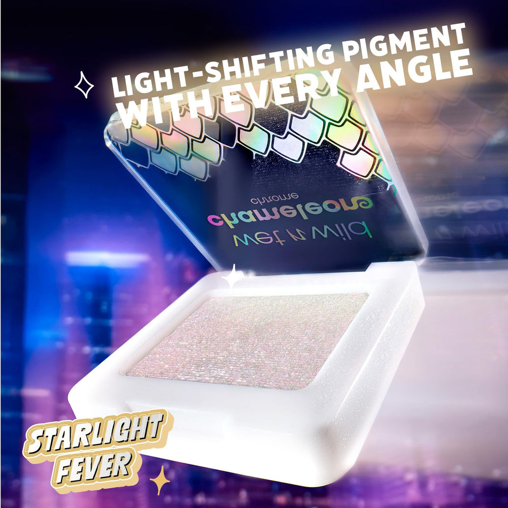 wet n wild fingertip applying Starlight Fever for concentrated chrome impact