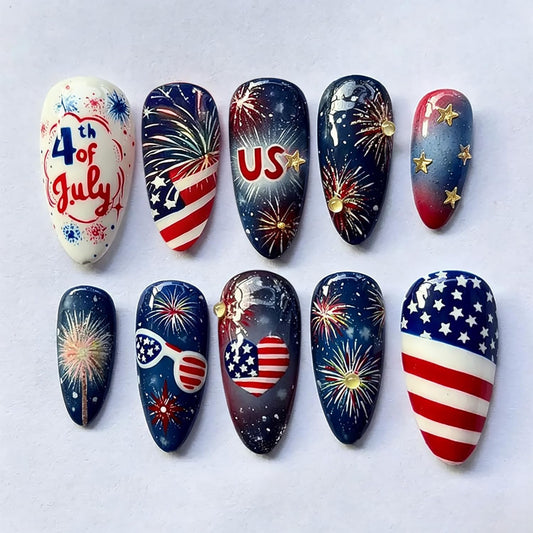WFBBKP front packaging showing full 30-piece patriotic nail set and benefits