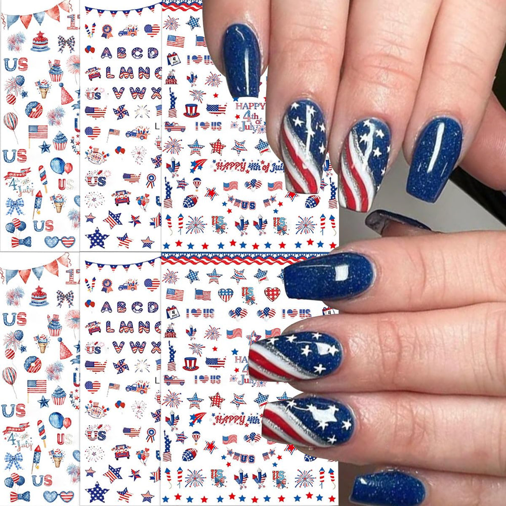 WFBBKP lifestyle image of a Fourth of July manicure by a patio encouraging celebration style