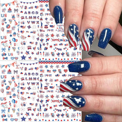 WFBBKP lifestyle image of a Fourth of July manicure by a patio encouraging celebration style
