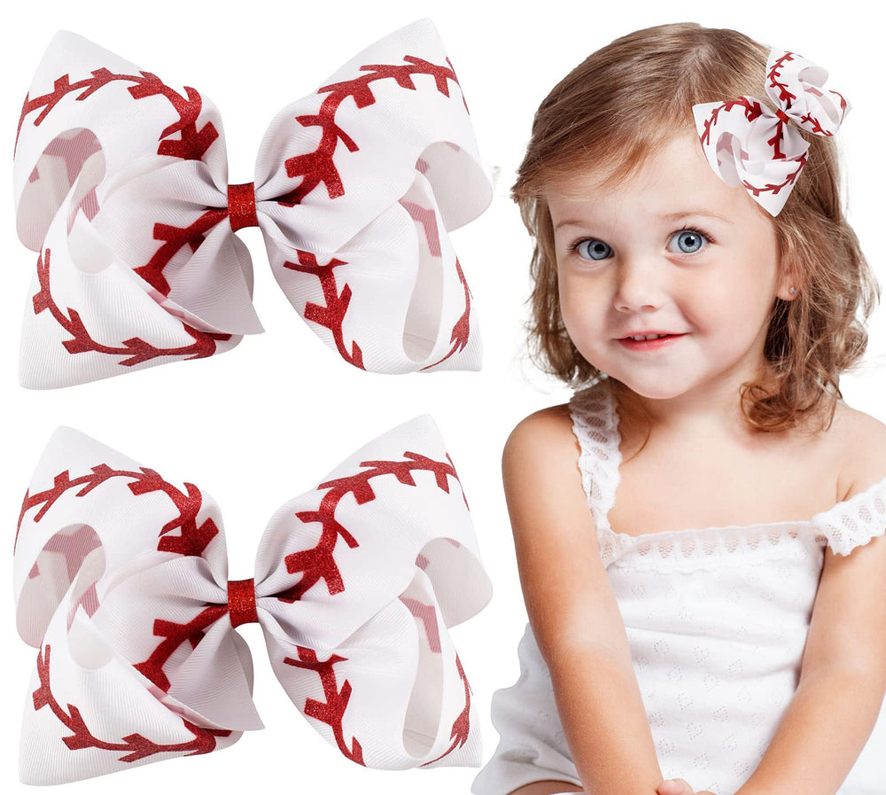 Whaline front view of baseball bow packaging showing sporty design and ready-to-wear convenience