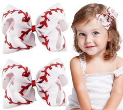 Whaline front view of baseball bow packaging showing sporty design and ready-to-wear convenience