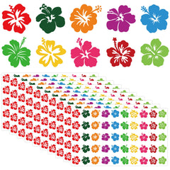 Whaline front packaging showing 10 sheets and vibrant hibiscus decals, quick party prep