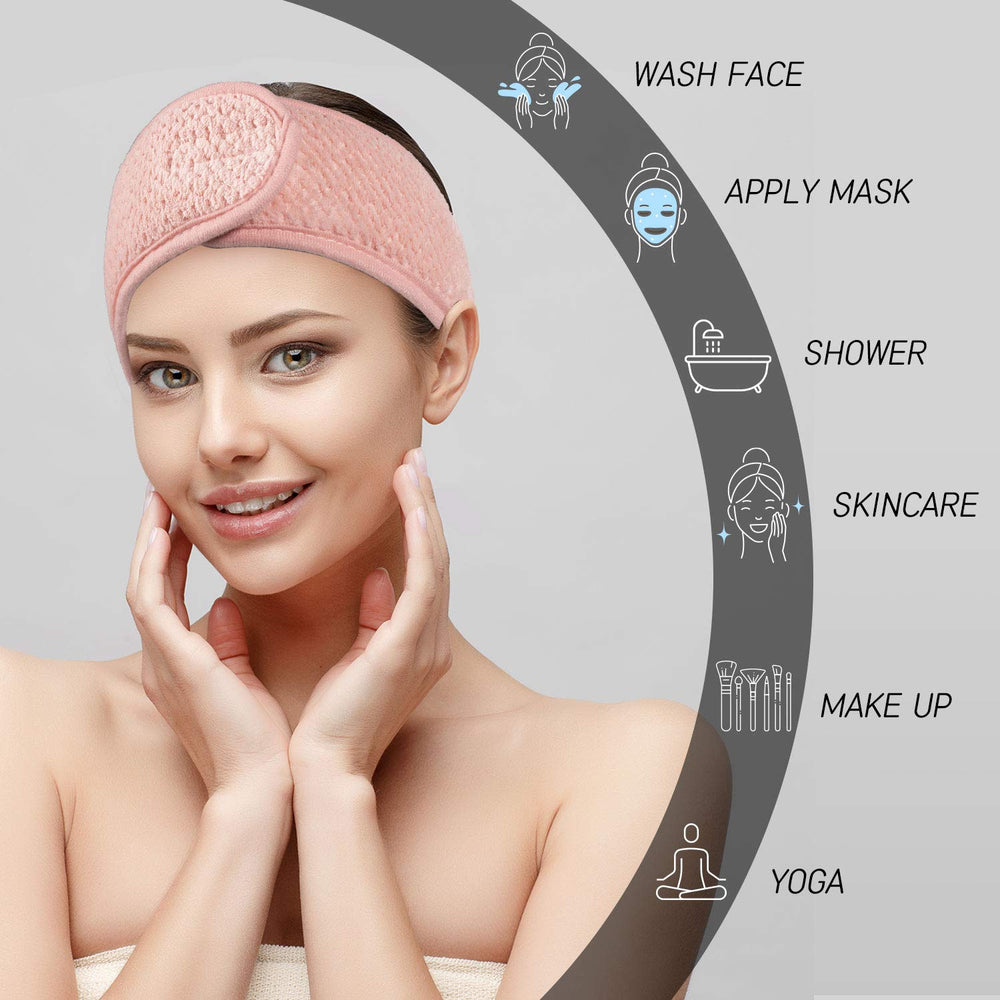 Whaline headband worn during a facial keeping hair neatly back