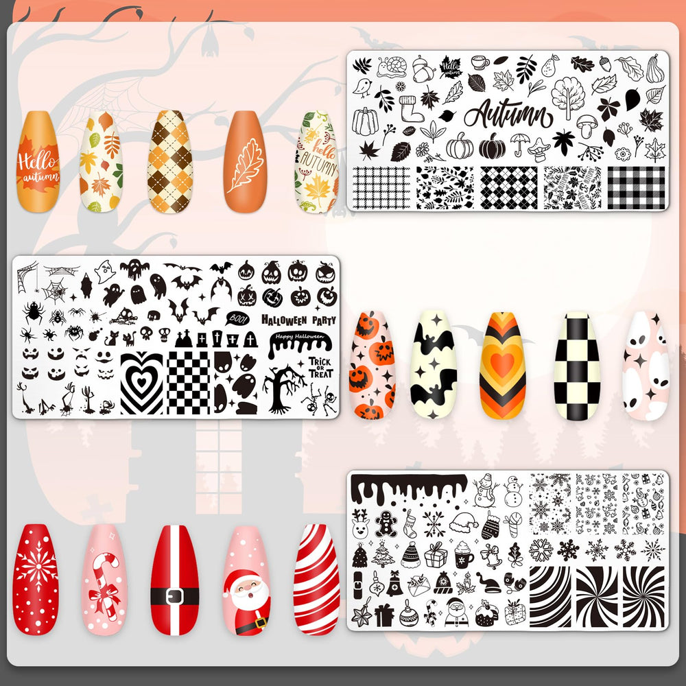 Whaline plate beside ruler showing 4.7 x 2.4 inch size for full-nail designs