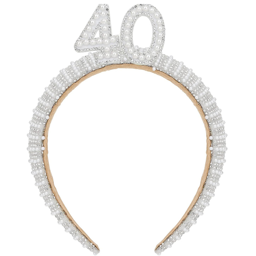 WHAVEL front view of 40th crown showing pearl rhinestone detail and celebratory look