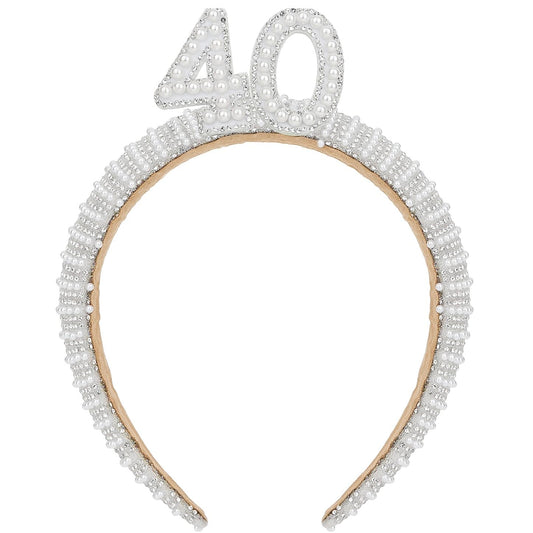 WHAVEL front view of 40th crown showing pearl rhinestone detail and celebratory look