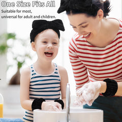 WHAVEL model wearing headband while washing face demonstrating hair protection