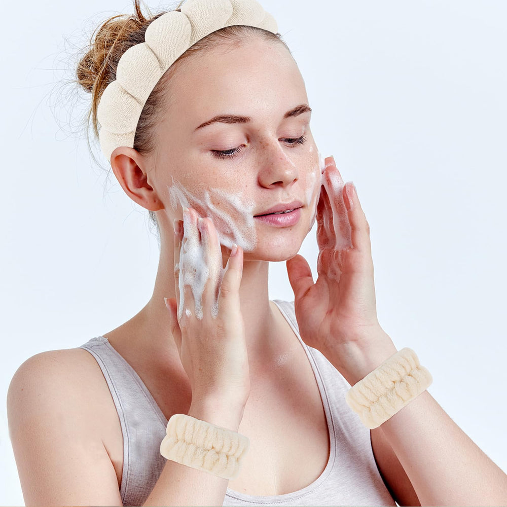 WHAVEL puffy headband close-up reveals terry texture and soft sponge for comfort