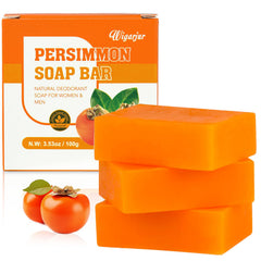 wigarjur front packaging showing three persimmon soap bars and fresh benefit